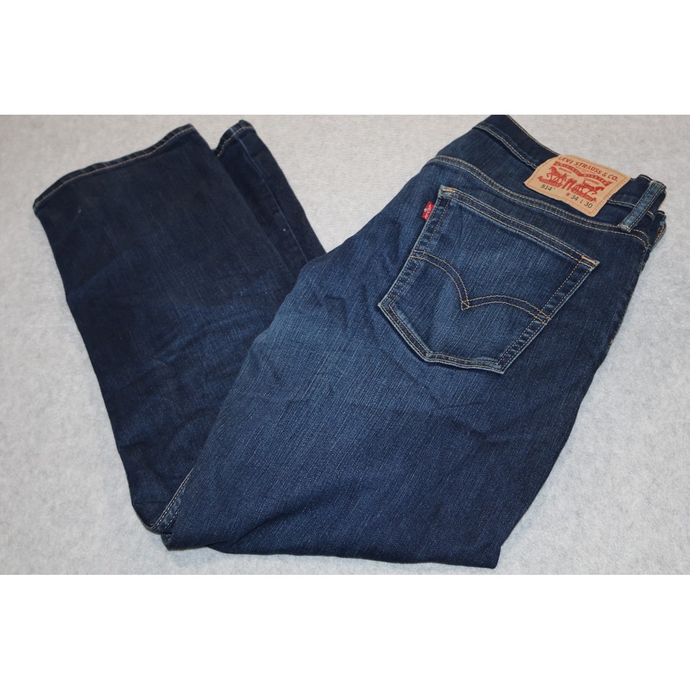 Levi Strauss 514 Men 34x29 Dark Wash Straight Fit Stretch Denim Jeans